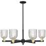 1_Bridal Veil 34.75"W 6 Light Black Brass Stem Chandelier w/ Clear Shade