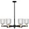 Bridal Veil 34.75"W 6 Light Black Brass Stem Chandelier w/ Clear Shade