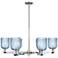 Bridal Veil 34.75"W 6 Light Chrome Stem Chandelier With Blue Shade