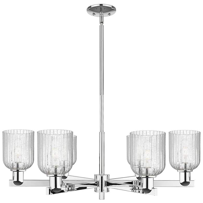 Image 1 Bridal Veil 34.75"W 6 Light Chrome Stem Chandelier With Seedy Shade