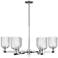 Bridal Veil 34.75"W 6 Light Chrome Stem Chandelier With Seedy Shade