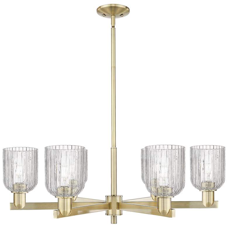 Image 1 Bridal Veil 34.75"W 6-Lt Antique Brass Stem Chandelier w/ Clear Shade