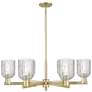 1_Bridal Veil 34.75"W 6-Lt Antique Brass Stem Chandelier w/ Clear Shade