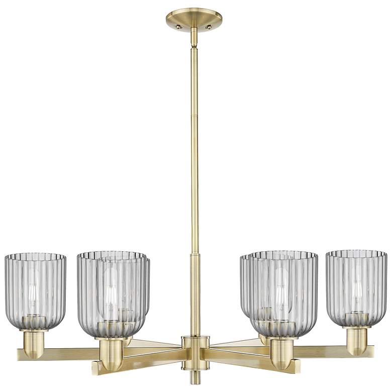 Image 1 Bridal Veil 34.75"W 6-Lt Antique Brass Stem Chandelier w/ Smoke Shade