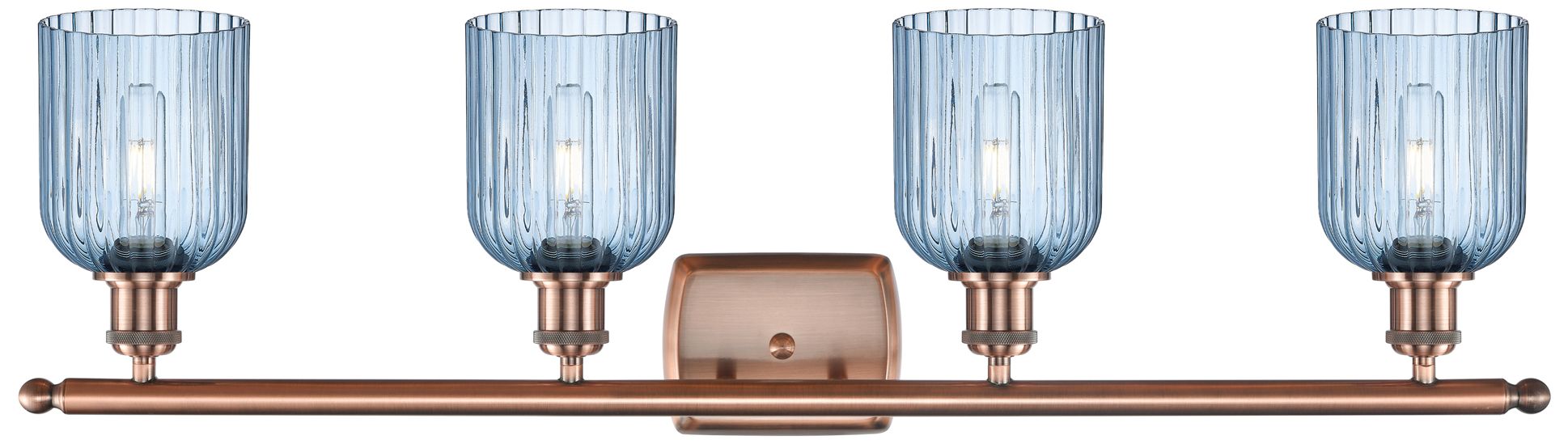 Image 2 Bridal Veil 35"W Copper and Blue Glass 4-Light Bath Light more views