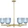 Bridal Veil 35"W 6 Light Antique Brass Stem Chandelier With Blue Shade