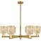 Bridal Veil 35"W 6 Light Brushed Brass Stem Chandelier w/ Mercury Shade