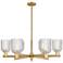 Bridal Veil 35"W 6 Light Brushed Brass Stem Chandelier With Clear Shade
