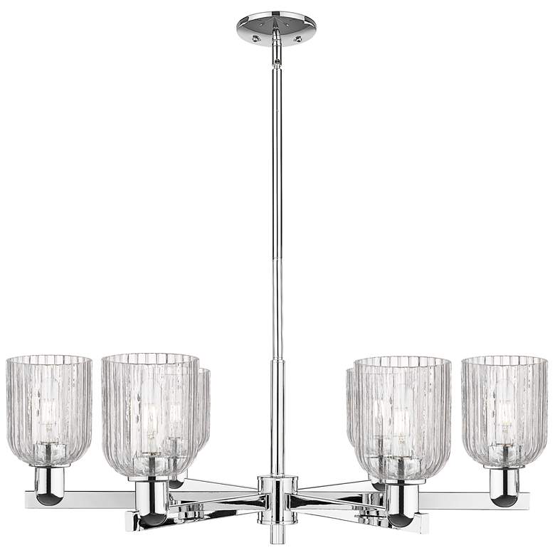 Image 1 Bridal Veil 35"W 6 Light Chrome Stem Chandelier With Clear Shade