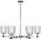 Bridal Veil 35"W 6 Light Chrome Stem Chandelier With Clear Shade