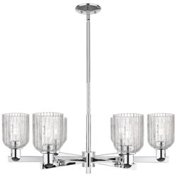 Bridal Veil 35"W 6 Light Chrome Stem Chandelier With Clear Shade