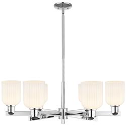 Bridal Veil 35"W 6 Light Chrome Stem Chandelier With Gloss White Shade