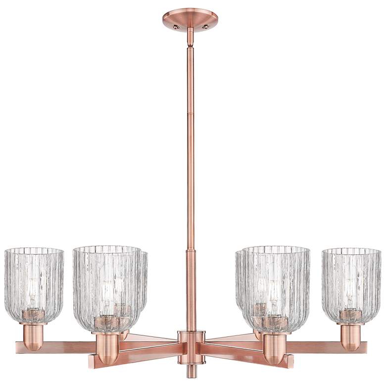 Image 1 Bridal Veil 35"W 6 Light Copper Stem Chandelier With Clear Shade