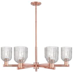 Bridal Veil 35"W 6 Light Copper Stem Chandelier With Clear Shade
