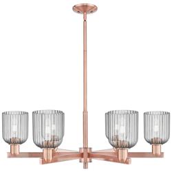 Bridal Veil 35"W 6 Light Copper Stem Chandelier With Light Smoke Shade
