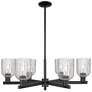 Bridal Veil 35"W 6 Light Matte Black Stem Chandelier With Clear Shade