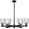 Bridal Veil 35"W 6 Light Matte Black Stem Chandelier With Clear Shade