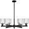 Bridal Veil 35"W 6 Light Matte Black Stem Chandelier With Seedy Shade
