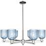 Bridal Veil 35"W 6 Light Polished Nickel Stem Chandelier w/ Blue Shade