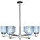 Bridal Veil 35"W 6 Light Polished Nickel Stem Chandelier w/ Blue Shade