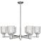 Bridal Veil 35"W 6 Light Satin Nickel Stem Chandelier With Clear Shade