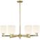 Bridal Veil 35"W 6-Lt Antique Brass Stem Chandelier w/ Gloss White Shade