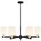 Bridal Veil 35"W 6-Lt Black Brass Stem Chandelier w/ Gloss White Shade