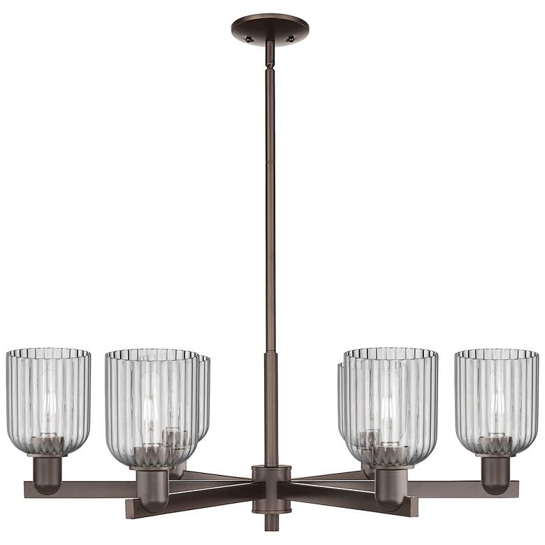 Image 1 Bridal Veil 35"W 6-Lt Oil Rubbed Bronze Stem Chandelier w/ Smoke Shade