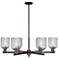 Bridal Veil 35"W 6-Lt Oil Rubbed Bronze Stem Chandelier w/ Smoke Shade