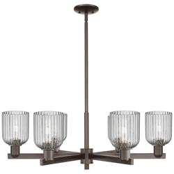 Bridal Veil 35"W 6-Lt Oil Rubbed Bronze Stem Chandelier w/ Smoke Shade