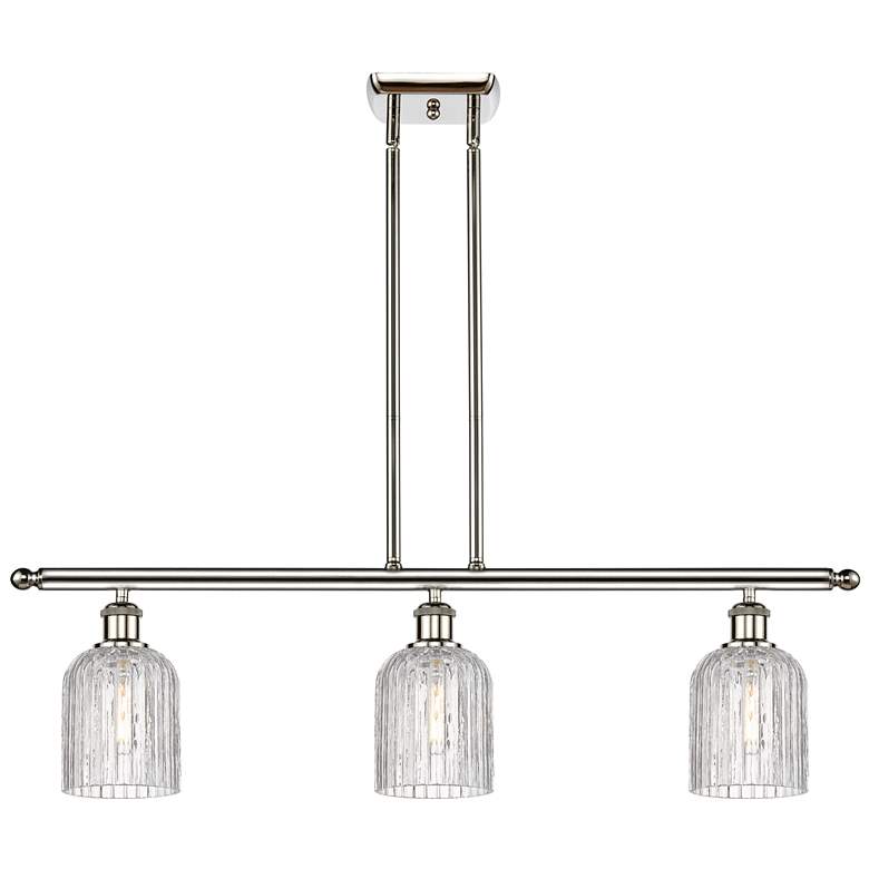 Image 1 Bridal Veil 36"W 3-Light Polished Nickel Stem Island Light w/ Clear Sh