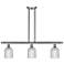 Bridal Veil 36"W 3-Light Satin Nickel Stem Island Light w/ Clear Shade