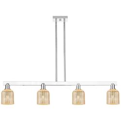 Bridal Veil 47.75"W 4 Light Chrome Stem Island Light w/ Mercury Shade