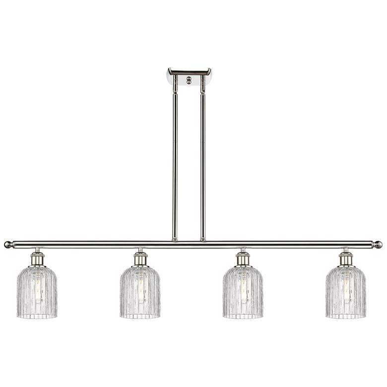 Image 1 Bridal Veil 48"W 4-Light Polished Nickel Stem Island Light w/ Clear Sh