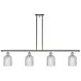 Bridal Veil 48"W 4-Light Polished Nickel Stem Island Light w/ Clear Sh