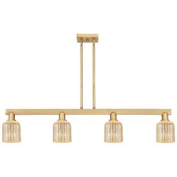 Bridal Veil 48"W 4 Light Brass Stem Island Light w/ Mercury Shade