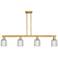 Bridal Veil 48"W 4 Light Brushed Brass Stem Island Light w/ Clear Shade