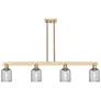 Bridal Veil 48"W 4 Light Champagne Stem Island Light w/ Smoke Shade