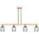 Bridal Veil 48"W 4 Light Champagne Stem Island Light w/ Smoke Shade