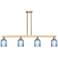 Bridal Veil 48"W 4 Light Champagne Stem Island Light With Blue Shade