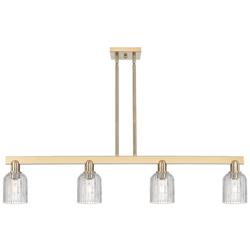 Bridal Veil 48"W 4 Light Champagne Stem Island Light With Clear Shade