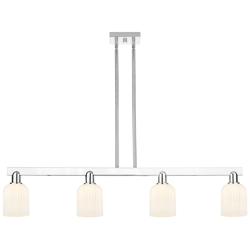 Bridal Veil 48"W 4 Light Chrome Stem Island Light w/ Gloss White Shade