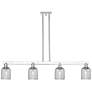 Bridal Veil 48"W 4 Light Chrome Stem Island Light w/ Light Smoke Shade