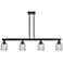 Bridal Veil 48"W 4 Light Matte Black Stem Island Light w/ Smoke Shade