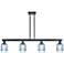 Bridal Veil 48"W 4 Light Matte Black Stem Island Light With Blue Shade