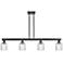 Bridal Veil 48"W 4 Light Matte Black Stem Island Light With Seedy Shade