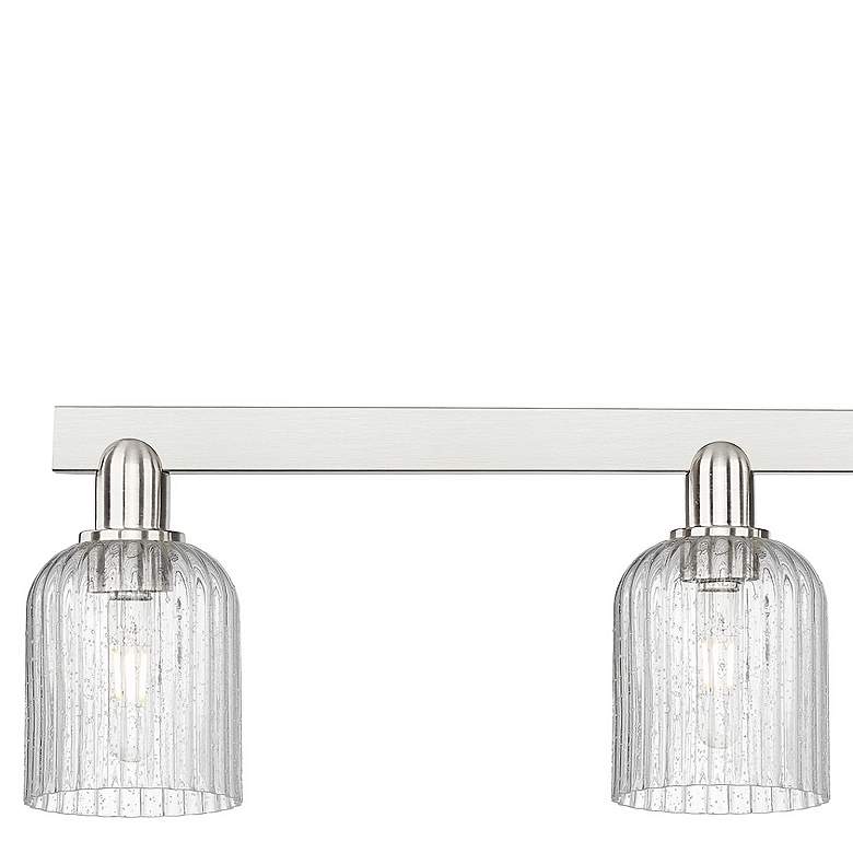Image 2 Bridal Veil 48"W 4 Light Satin Nickel Stem Island Light w/ Seedy Shade more views