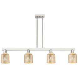 Bridal Veil 48"W 4-Lt Satin Nickel Stem Island-Lt w/ Mercury Shade