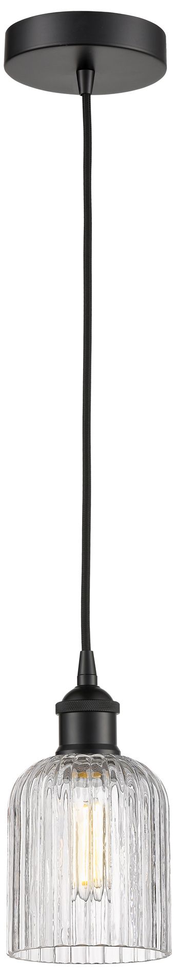 Bridal Veil 5" Wide Matte Black Mini Pendant w/ Clear Shade