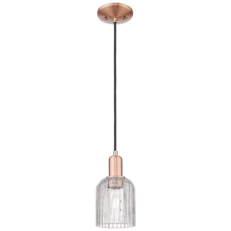 Image 1 Bridal Veil 5"W Antique Copper Cord Hung Mini Pendant With Clear Shade